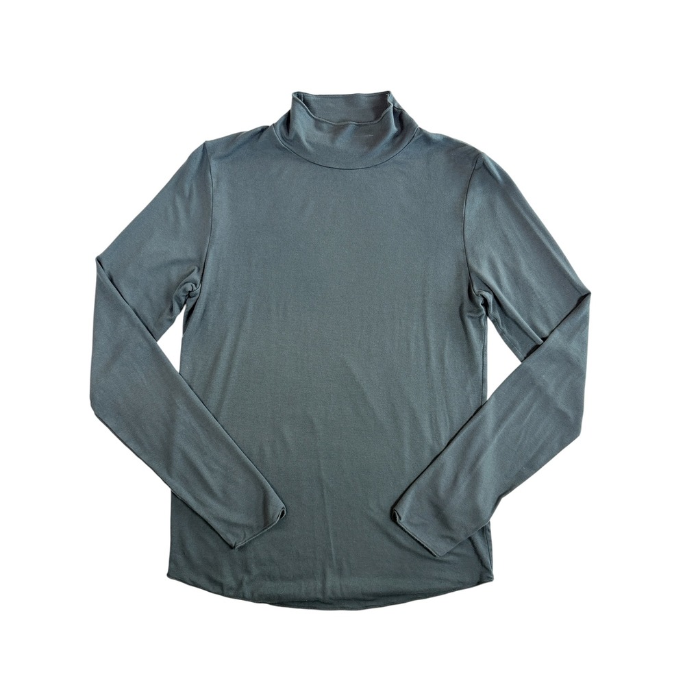 Majestic Filatures Mock Neck Top Womens Size 2 Gray Soft Touch Long Sleeve